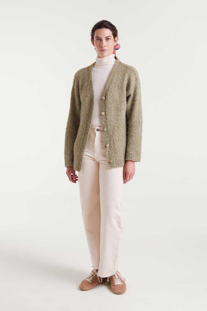 Long green textured jacket