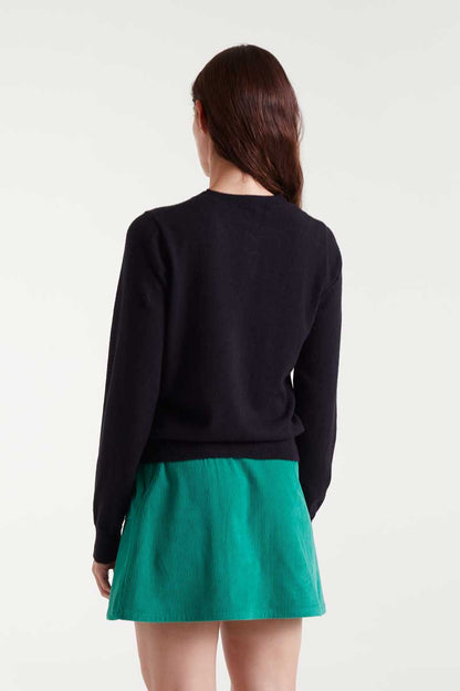 Black knitted cardigan with heart detail