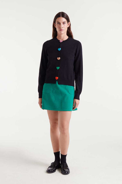 Black knitted cardigan with heart detail