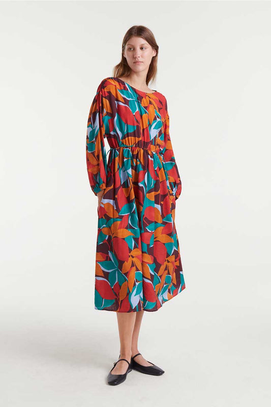 Lightweight crepe midi dress with Ponziana print