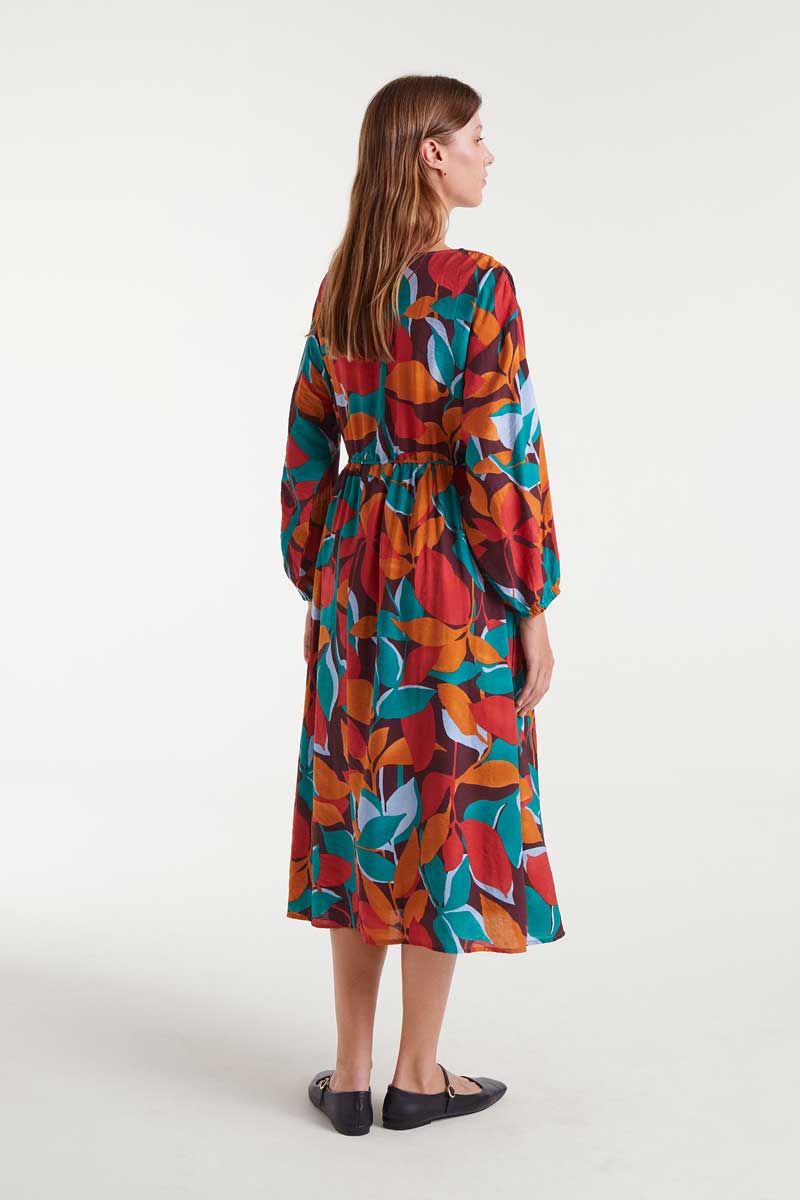 Lightweight crepe midi dress with Ponziana print