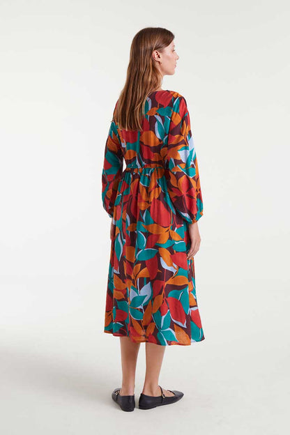 Lightweight crepe midi dress with Ponziana print