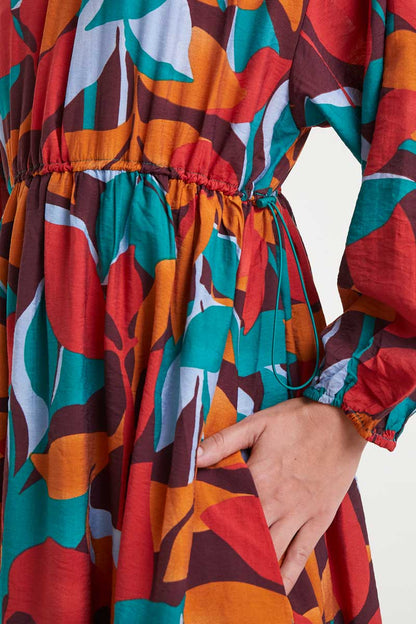 Lightweight crepe midi dress with Ponziana print