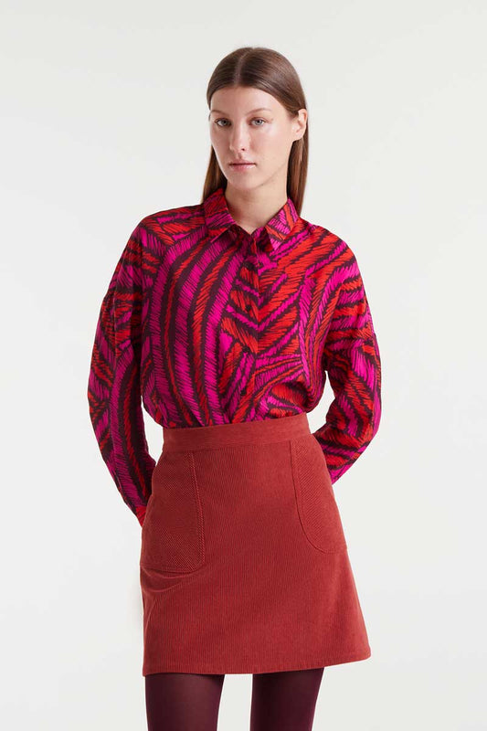 Fedora print lightweight crepe shirt