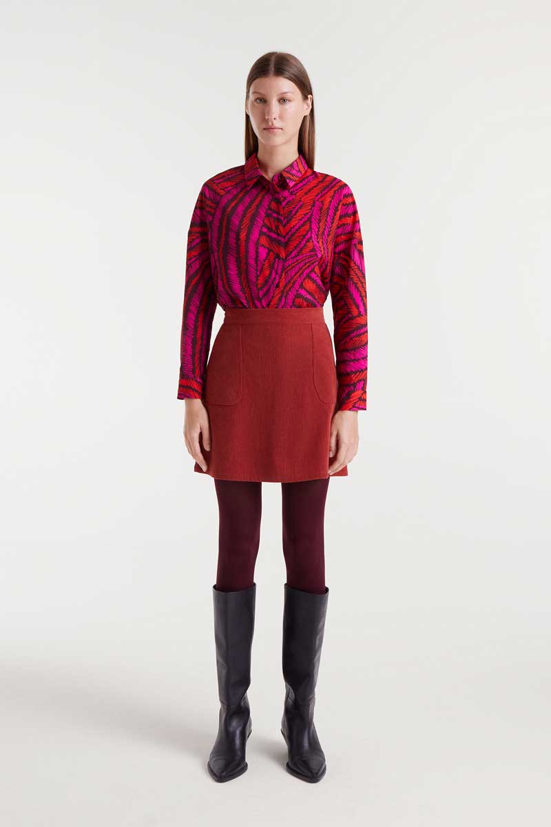 Fedora print lightweight crepe shirt