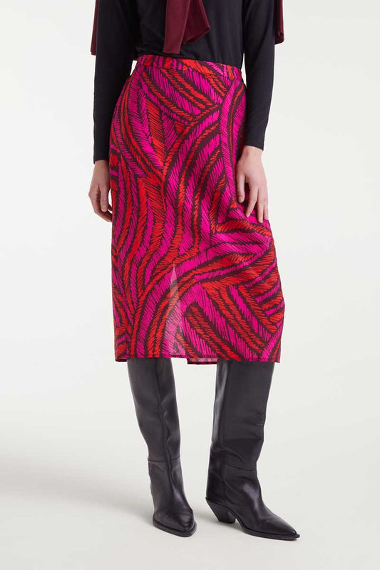 Lightweight crepe midi skirt with Fedora print