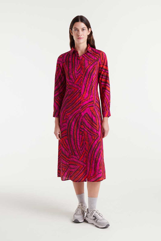Lightweight crepe midi dress with Fedora print