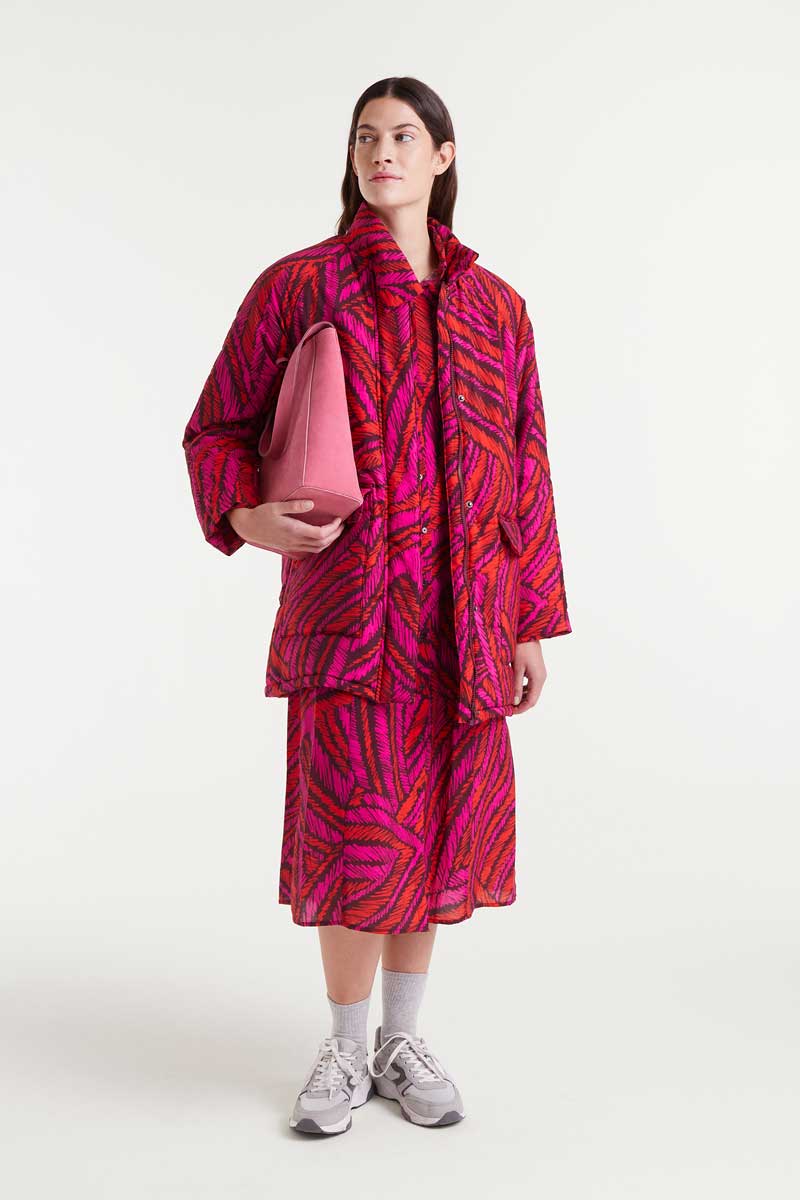 Lightweight crepe midi dress with Fedora print