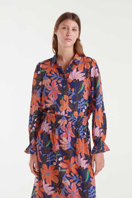Lightweight crepe shirt with Tigerlily print