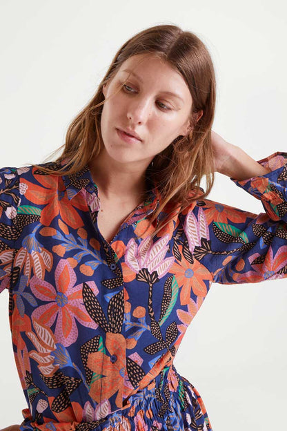 Lightweight crepe shirt with Tigerlily print