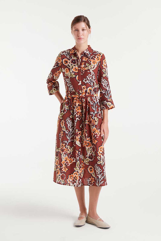 Lightweight crepe midi dress with Daisy print