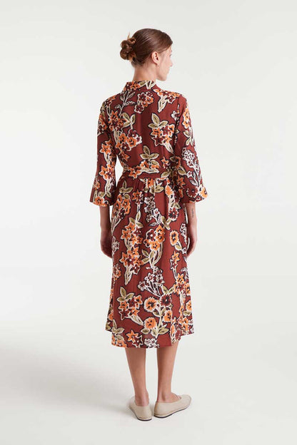 Lightweight crepe midi dress with Daisy print