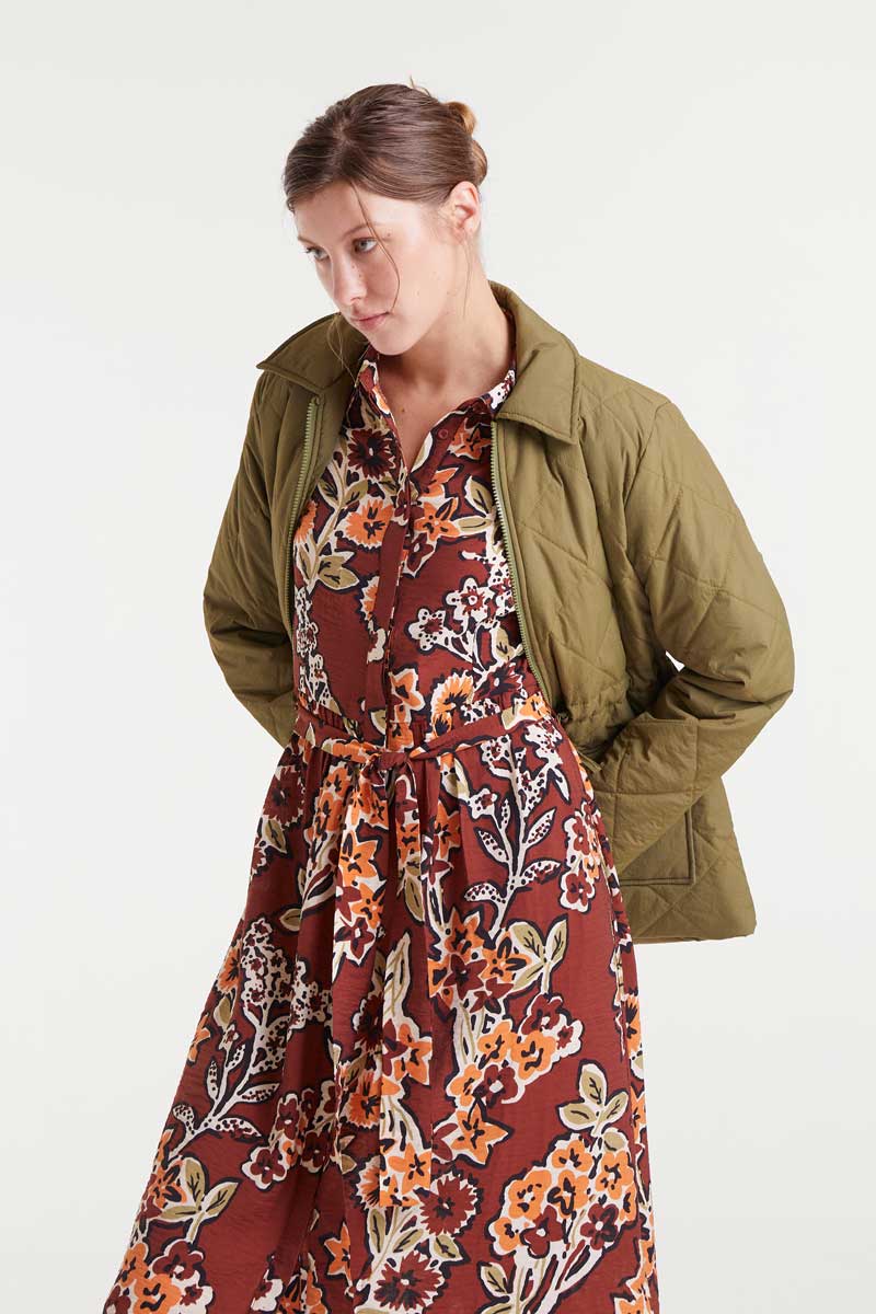 Lightweight crepe midi dress with Daisy print