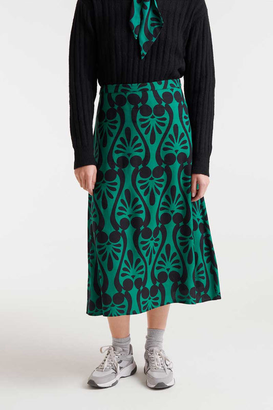 Baroque print midi skirt
