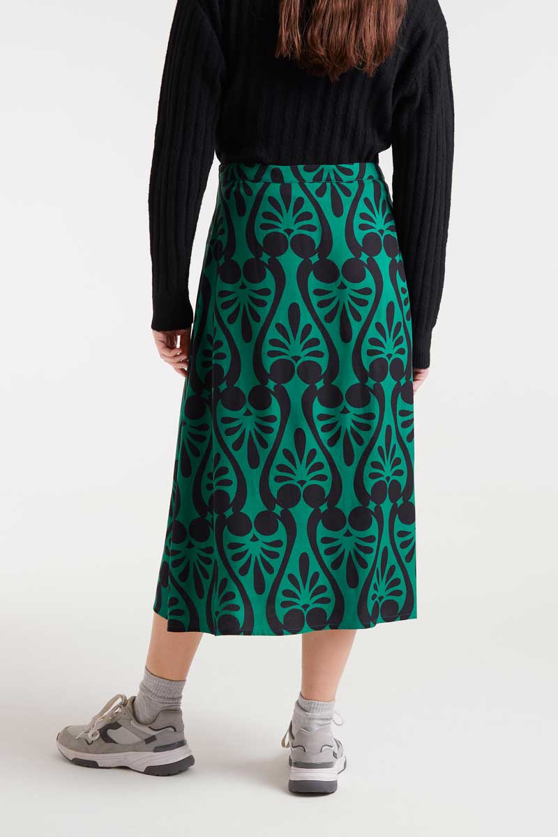 Baroque print midi skirt