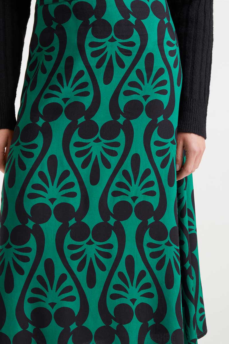 Baroque print midi skirt