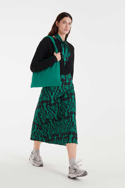 Baroque print midi skirt