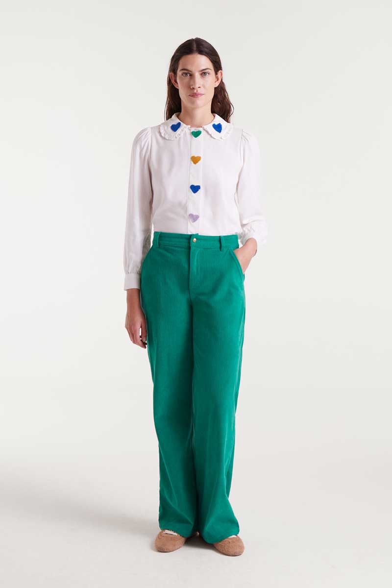 White shirt with heart embroidery