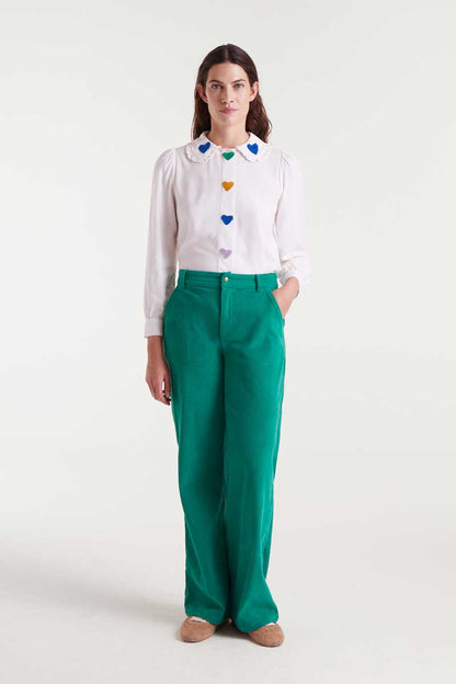White shirt with heart embroidery
