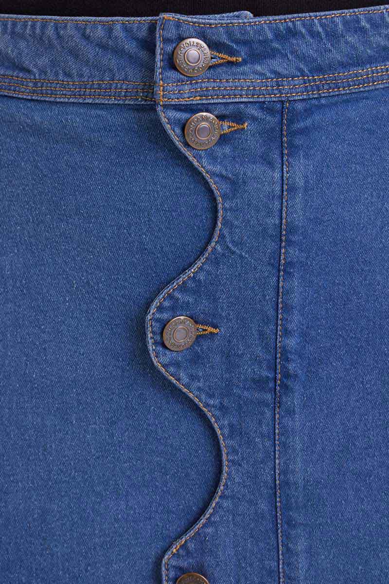 Blue denim midi skirt