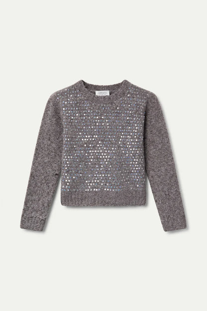 Brown knitted sweater with sequin details