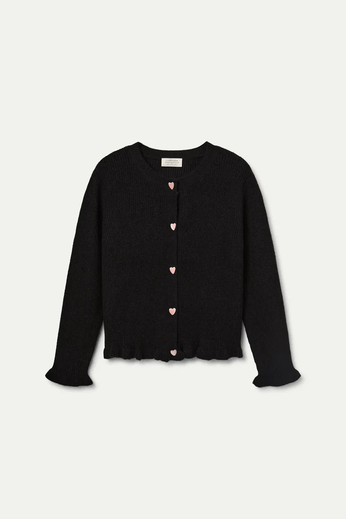 Black knit cardigan with heart detail