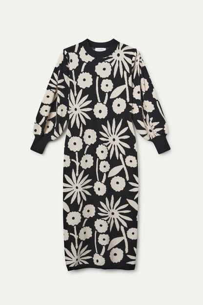 Tofu print jacquard midi dress