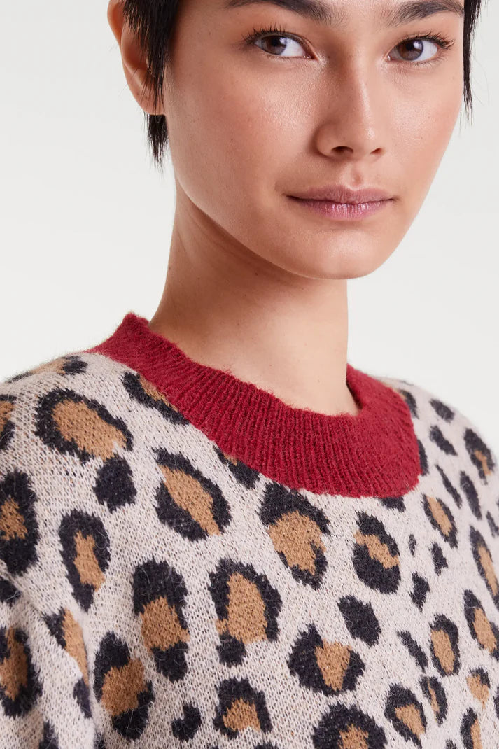 Mini Leopard Print Jacquard Sweater