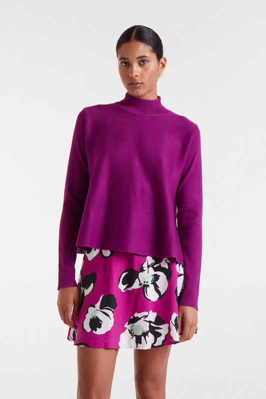 Magenta Perkings flared neck sweater