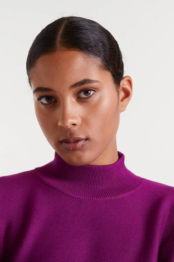 Magenta Perkings flared neck sweater
