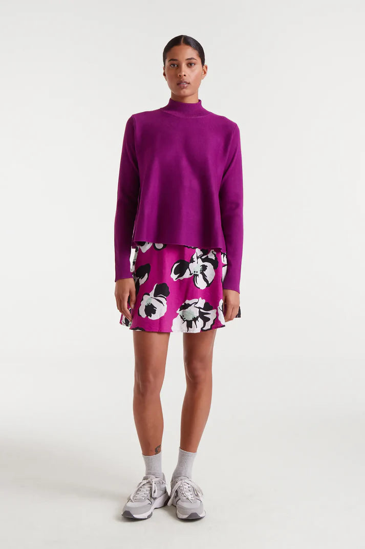Magenta Perkings flared neck sweater