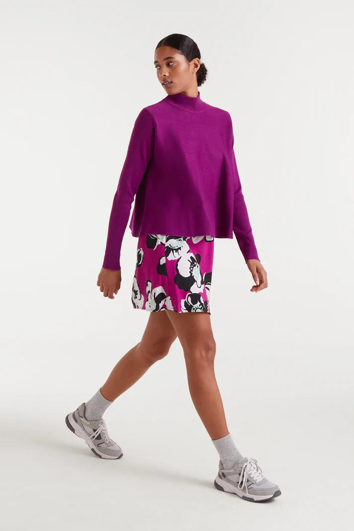 Magenta Perkings flared neck sweater