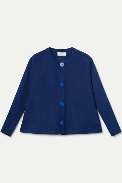 Blue flared knit cardigan