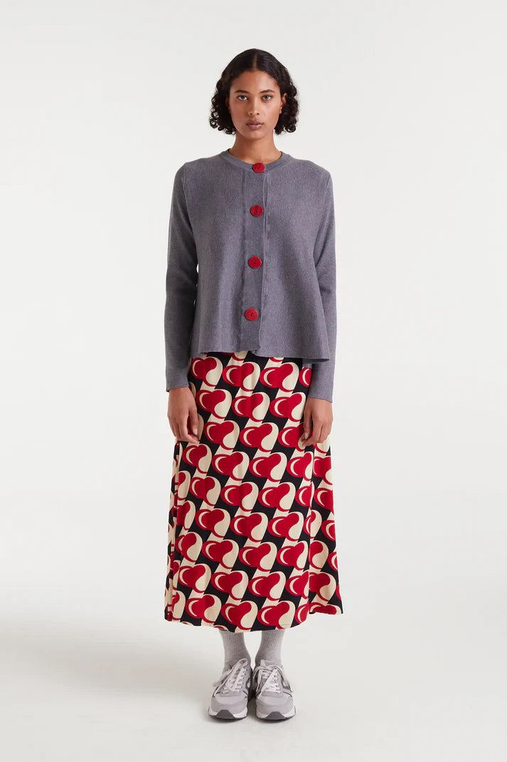 Gray flared knit cardigan