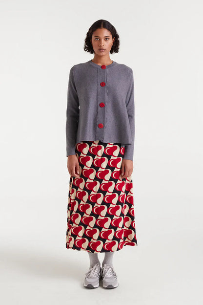 Gray flared knit cardigan