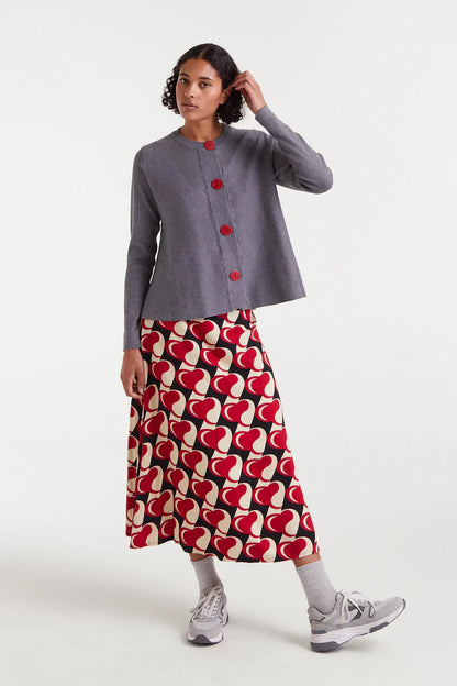 Gray flared knit cardigan