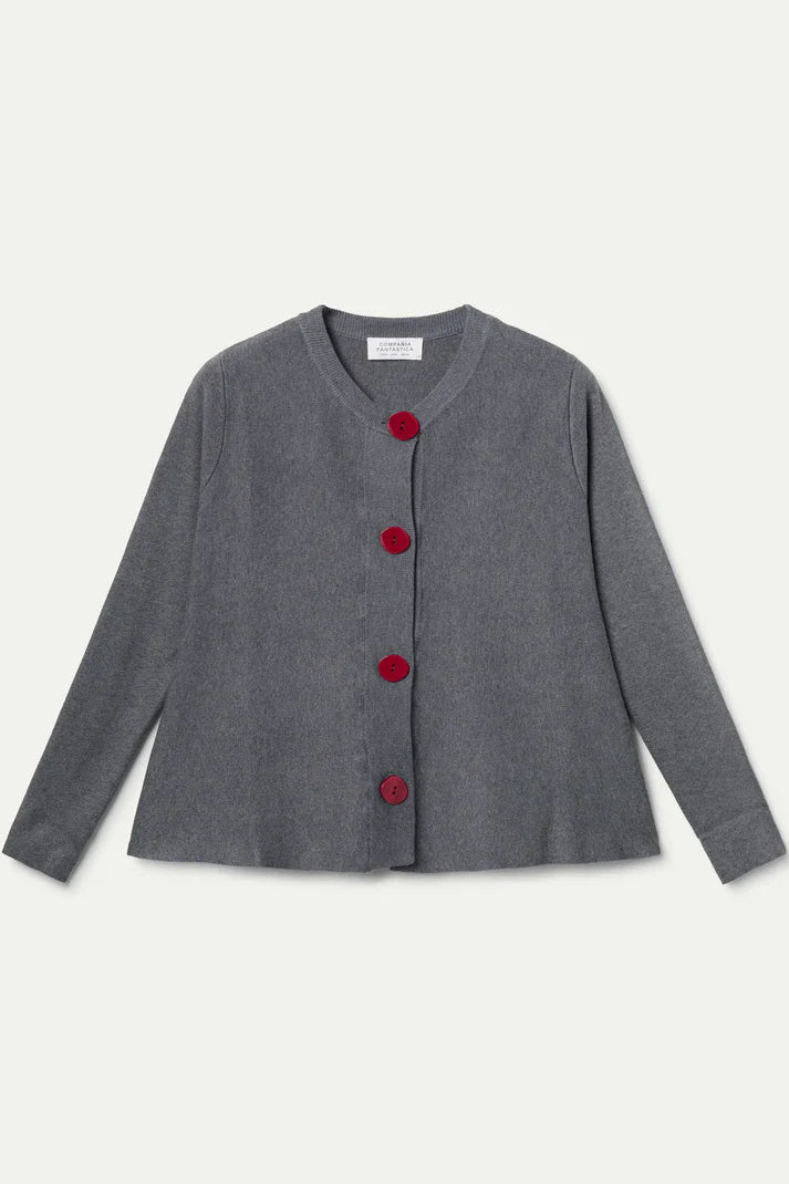 Gray flared knit cardigan