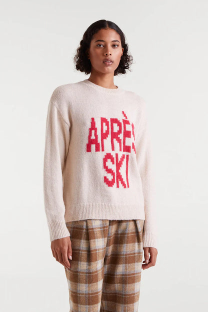 Jacquard sweater with Après Ski print
