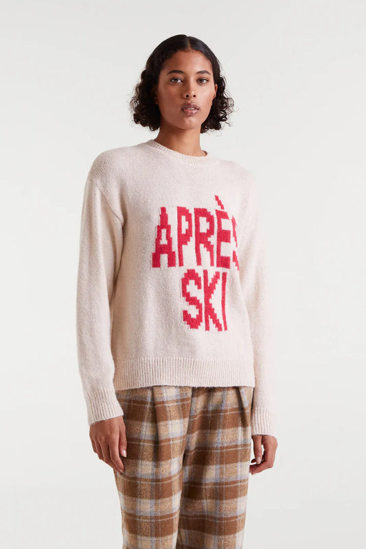 Jacquard sweater with Après Ski print