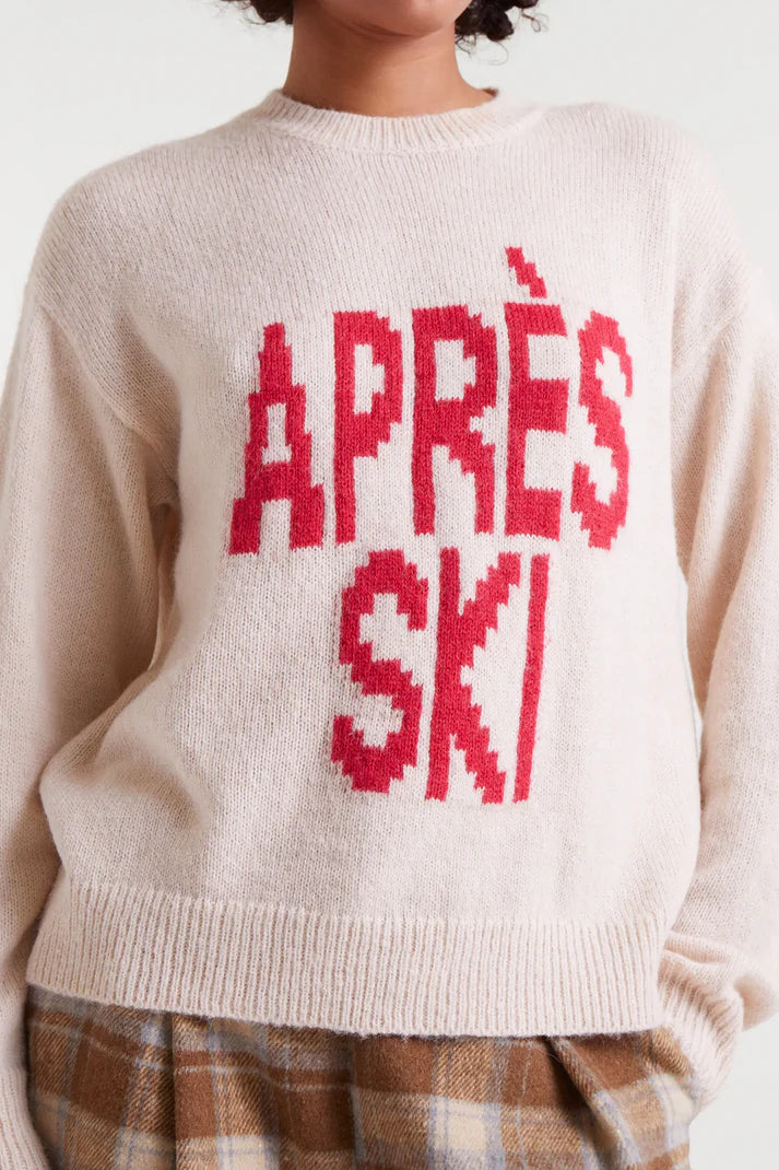 Jacquard sweater with Après Ski print
