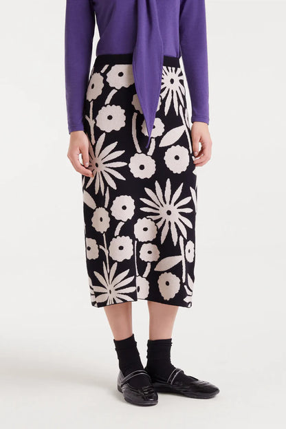 Tofu print jacquard midi skirt