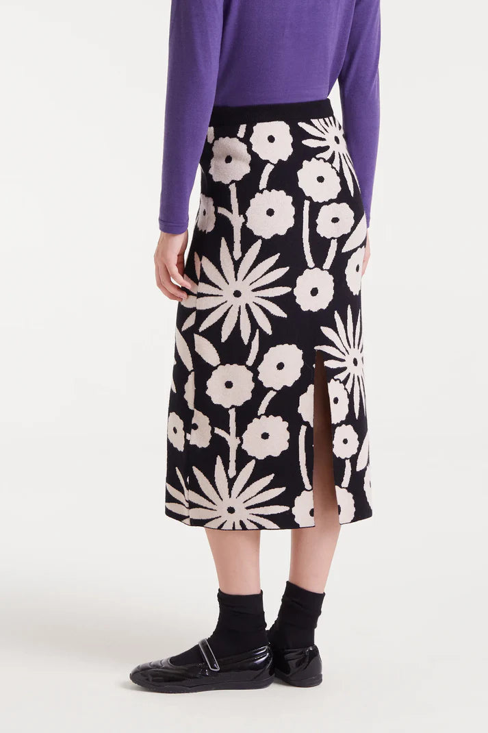 Tofu print jacquard midi skirt