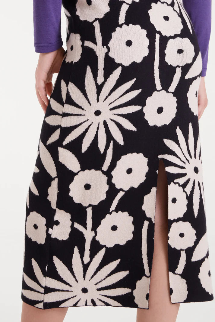 Tofu print jacquard midi skirt