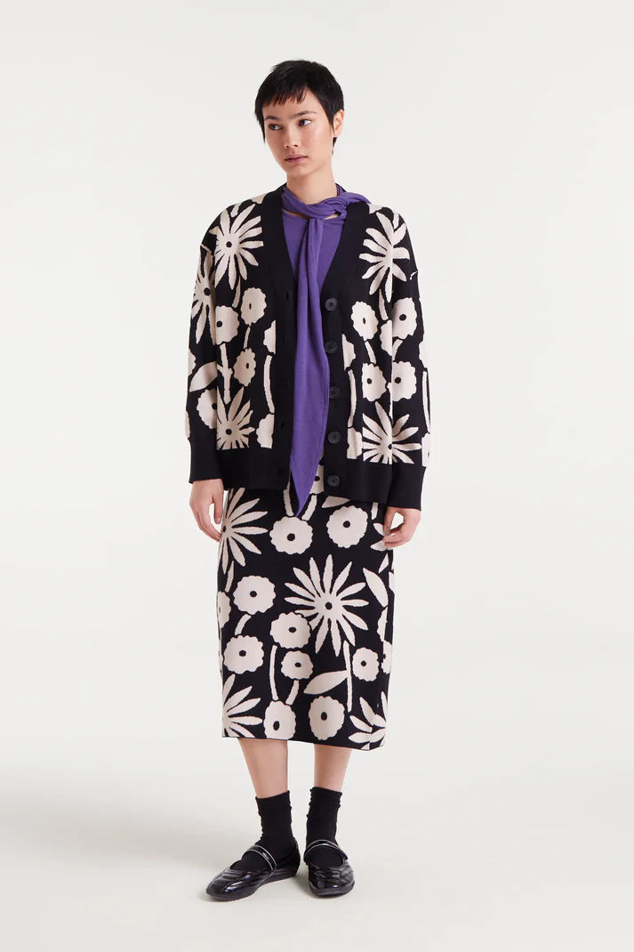 Tofu print jacquard midi skirt