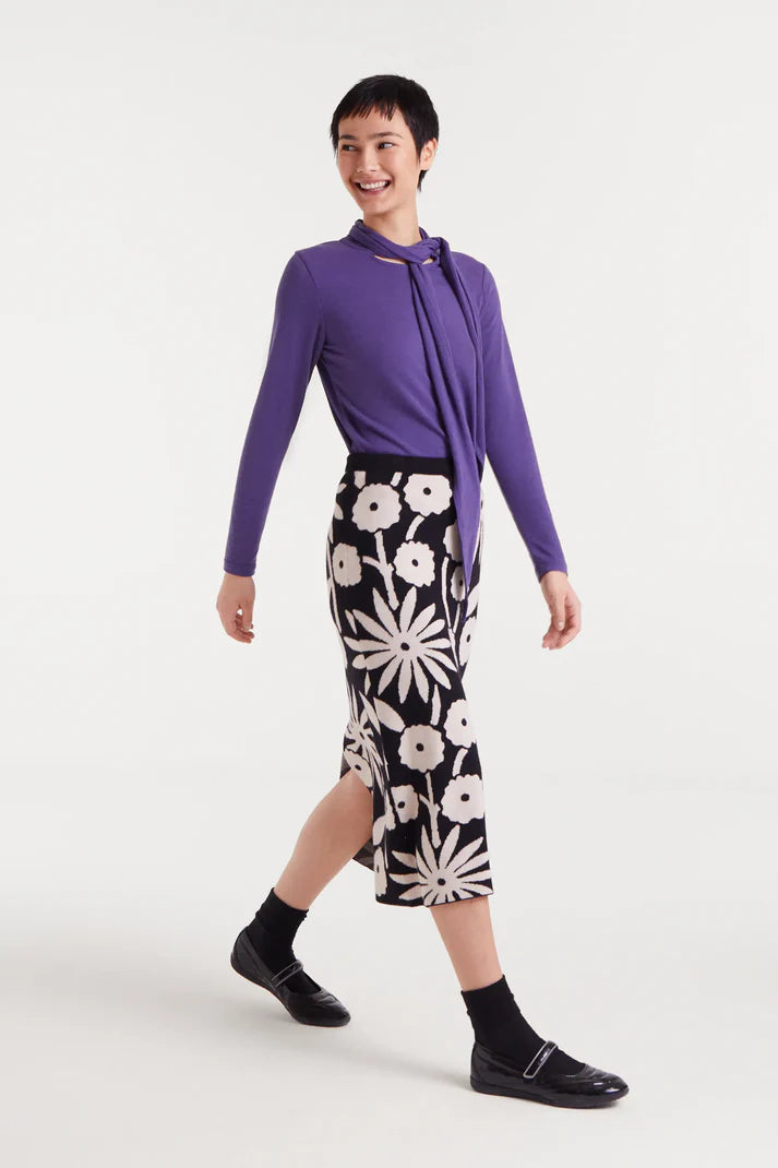Tofu print jacquard midi skirt