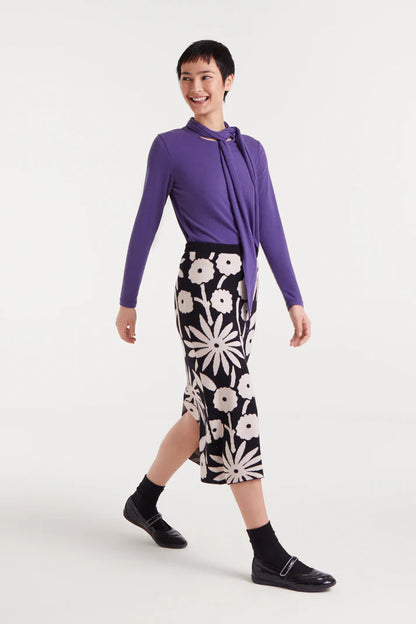 Tofu print jacquard midi skirt