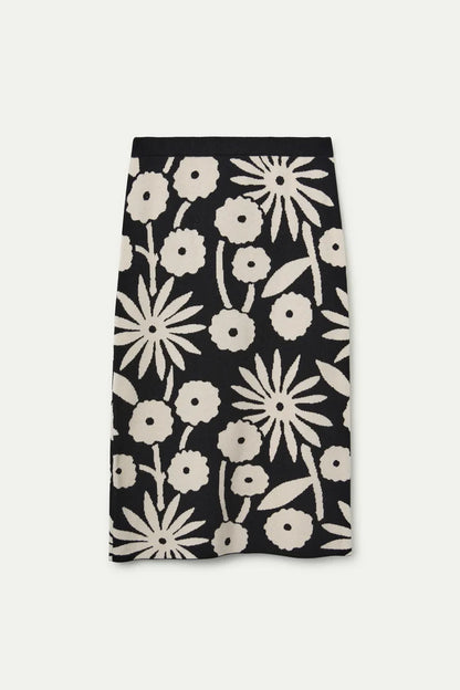 Tofu print jacquard midi skirt