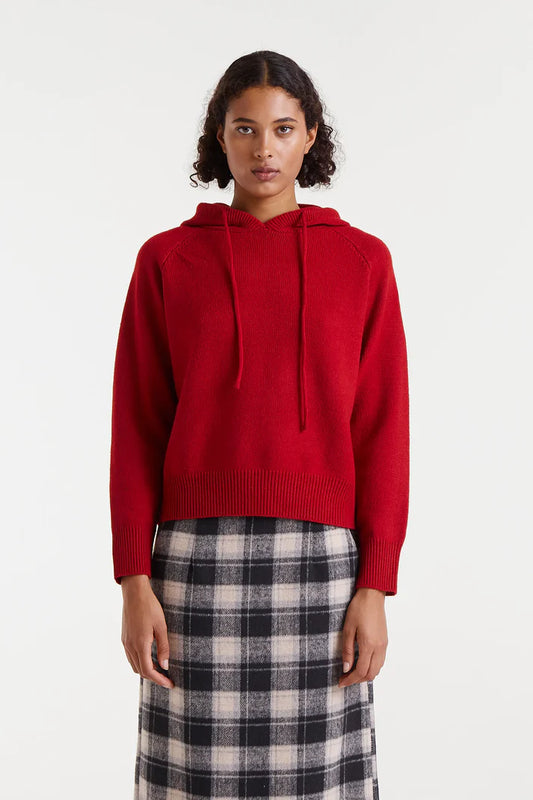 Red fine knit sweatshirt sweater