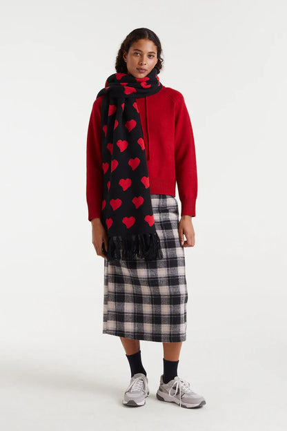 Red fine knit sweatshirt sweater