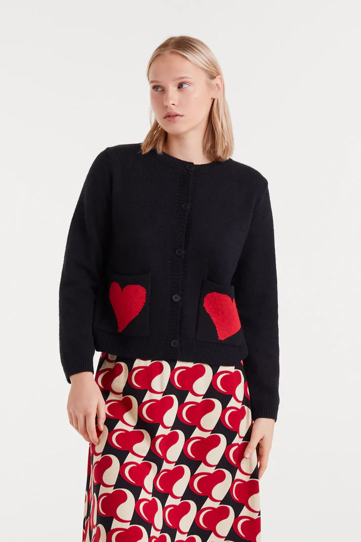Heart Attack Small Print Jacquard Cardigan